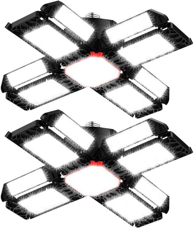 LED-Werkstattlampe, Garagenbeleuchtung, 2 Stück, flexible Deckenleuchte mit 12 verstellbaren Paneelen – E26/E27-Fassung,...