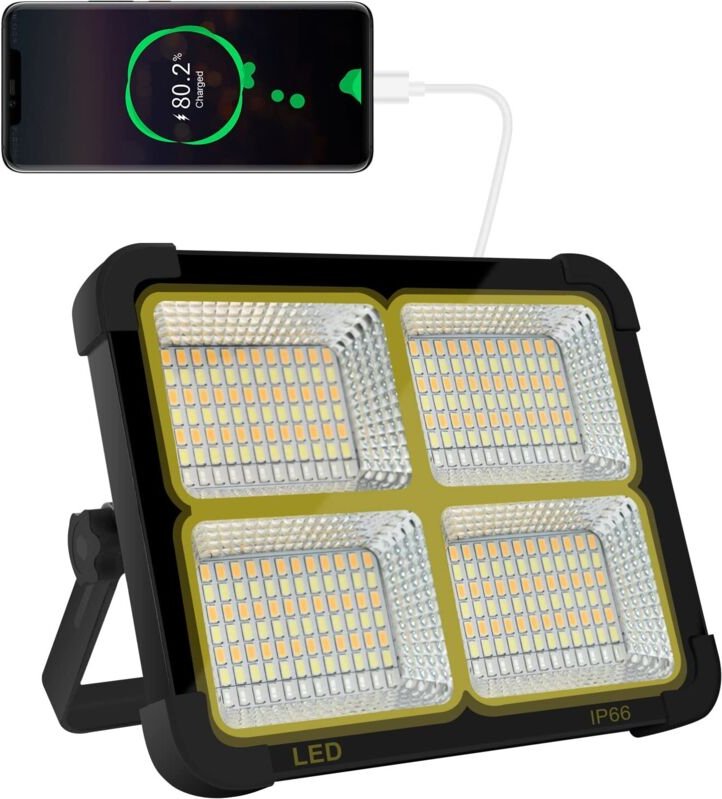 CosyEasy 100W 10000LM wiederaufladbares LED-Flutlicht, tragbare Laterne, Arbeitsleuchte mit Solarpanel, 16500 mAh, per U...