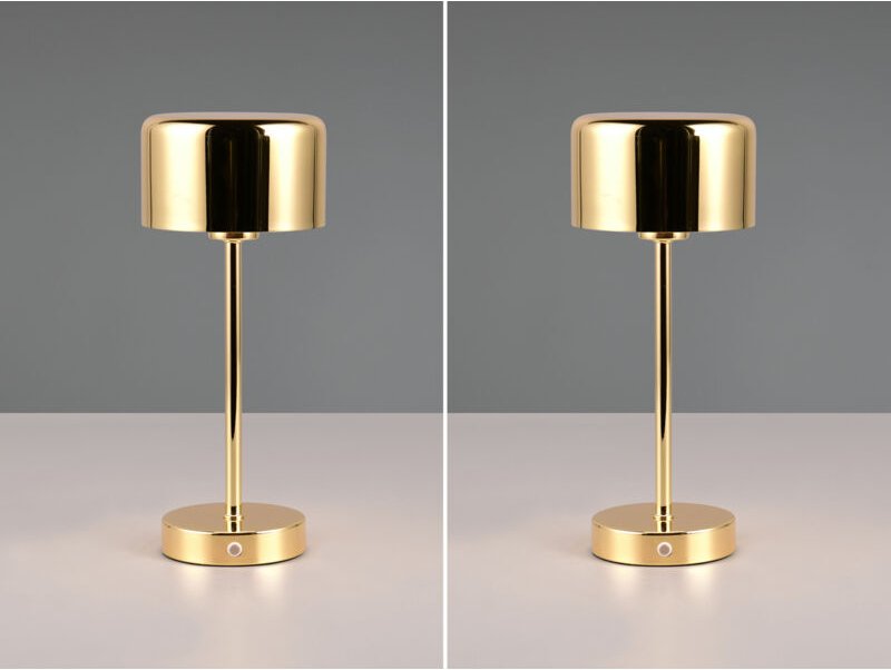 Meinewunschleuchte - 2er set Akku Tischleuchten, per usb aufladbar dimmbar Messing poliert, Höhe 30cm