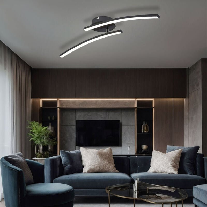 Led Deckenleuchte Modern Tageslicht Deckenleuchte Deckenlampe Wohnzimmer, schwarz-matt, Stab Design, 1x led 12W 1000Lm 3...