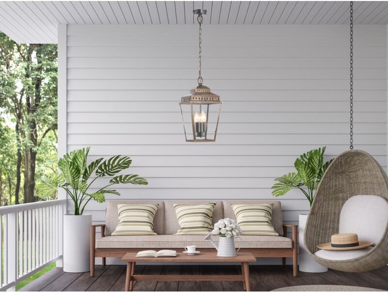 Elstead - Mansion House - 3 Leichte Deckenleuchte für den Außenbereich Messing IP44, E14