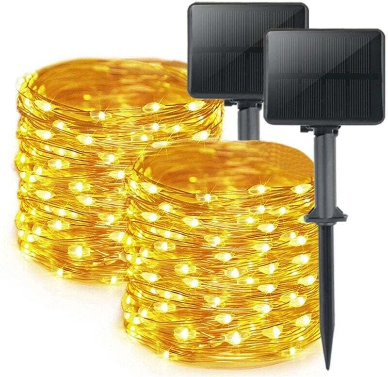 2er-Set Solar-Lichterketten für den Außenbereich, insgesamt 16 m, 160 LEDs, wasserdicht, 8 Modi, Dekoration für Garten, ...