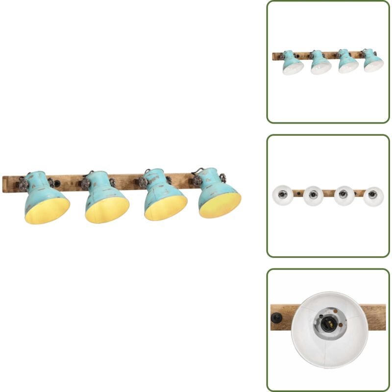 Eisenlampe - vidaXL Wandleuchte 25 W Blau 90x25 cm E27 - Blaue Lampe