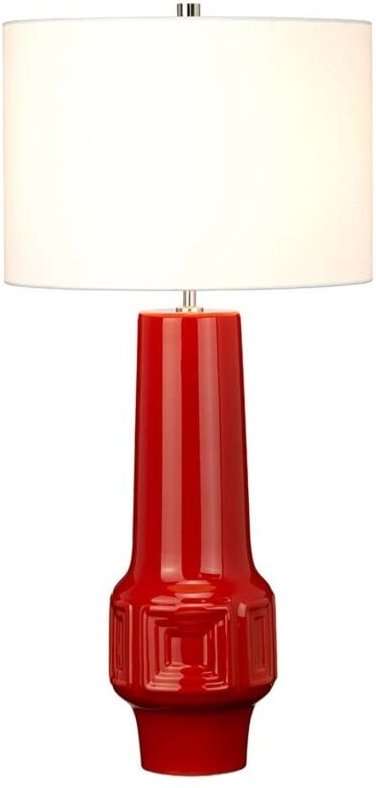 Tischlampe Schreibtischlampe Beistelllampe Keramik Weiß h 75,8 cm Nickel