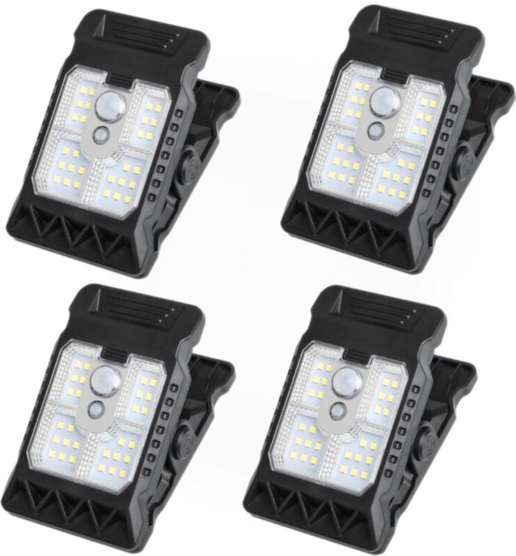 4 Solar-Klemmlichter – 11,2 cm große Solar-Klemmlichter – wasserdichte Lichter mit Bewegungsmelder, perfekt für Zäune, B...