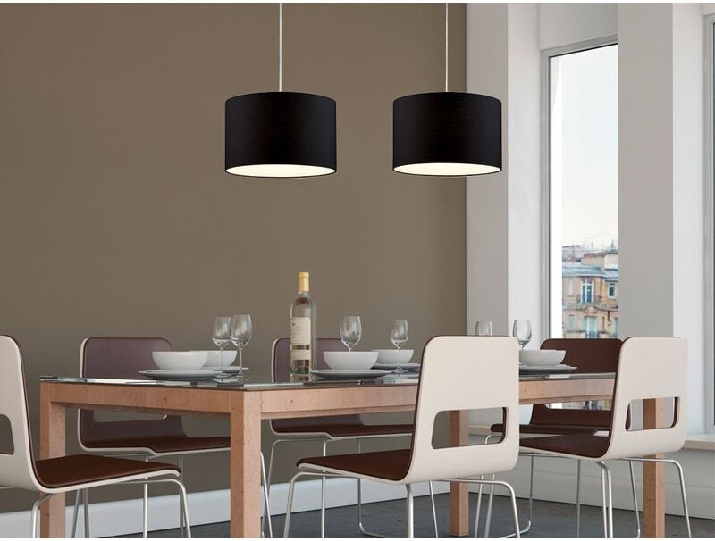 Meinewunschleuchte - led Pendelleuchte mit Stoffschirm Schwarz, ø 40cm