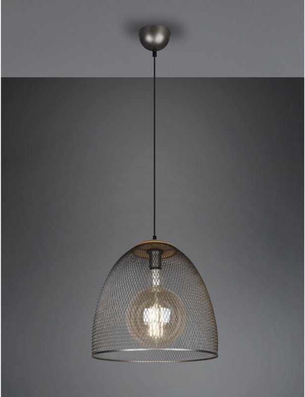 Trio Lighting - Pendelleuchte ivar mit Drahtgeflecht Metallschirm 1-flammig Silber, ø 40cm