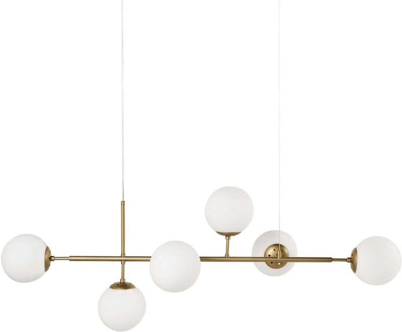 Beliani - Pendelleuchte Gold und Weiß Metall mit Glasschirmen Kugelform 6-Flammig Eleganter Glamouröser Stil Deckenlampe...