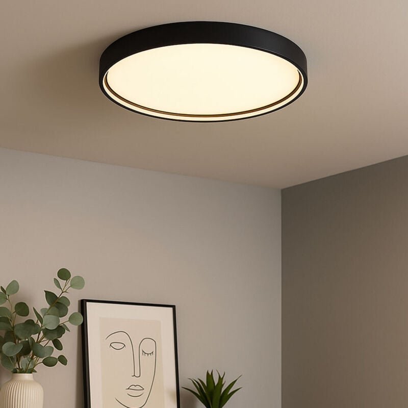 Led Deckenleuchte Deckenlampe Esszimmer dunkelgrau mit 3 Stufen Dimmer, Metall, 1x led 27,5W 2400 Lm warmweiß, d 45x4,5 ...