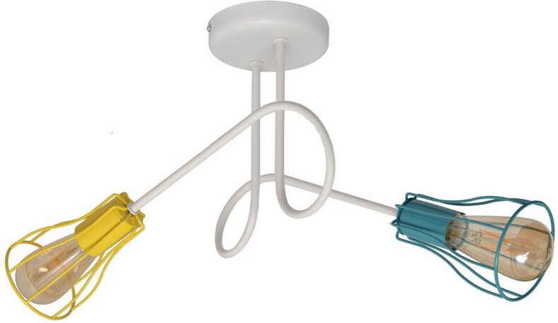 Helam - oxford Halbbündige Deckenleuchte mit mehreren Armen Weiß, Gelb, Türkis 42cm