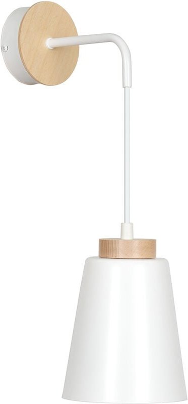 Thumbnail - Wandlampe E27 Weiß Metall Holz klein Holz Skandinavisch innen Wandleuchte