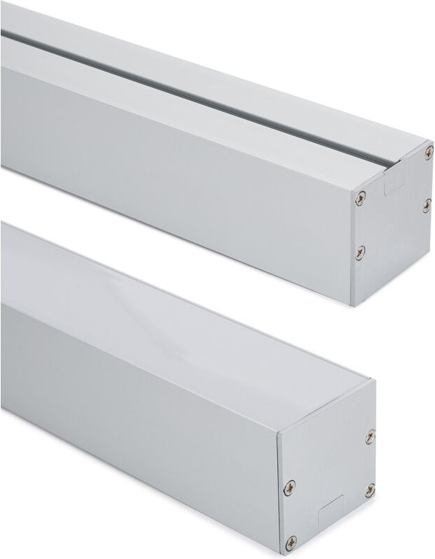 Aluminiumprofil Hängend XL 50x50 für LED Streifen bis 45 mm mit durchgehender Abdeckung Aluminium 2 m Weiß transluzent