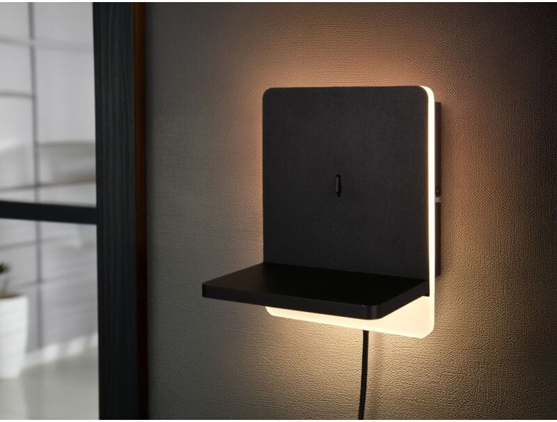 Led Wandleuchte fairfield Schwarz mit Stecker, Schalter & Ladefunktion Höhe 20cm