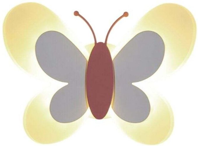 14-W-LED-Wandleuchte in Schmetterlingsform, weiß und rosa, für Kinderzimmer, modernes Flügeldesign