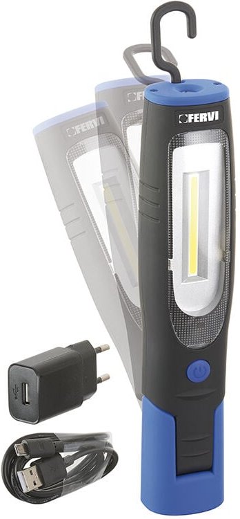 Fervi - arbeitsleuchte aufladbare lampe taschenlampe handlampe led cob 0401