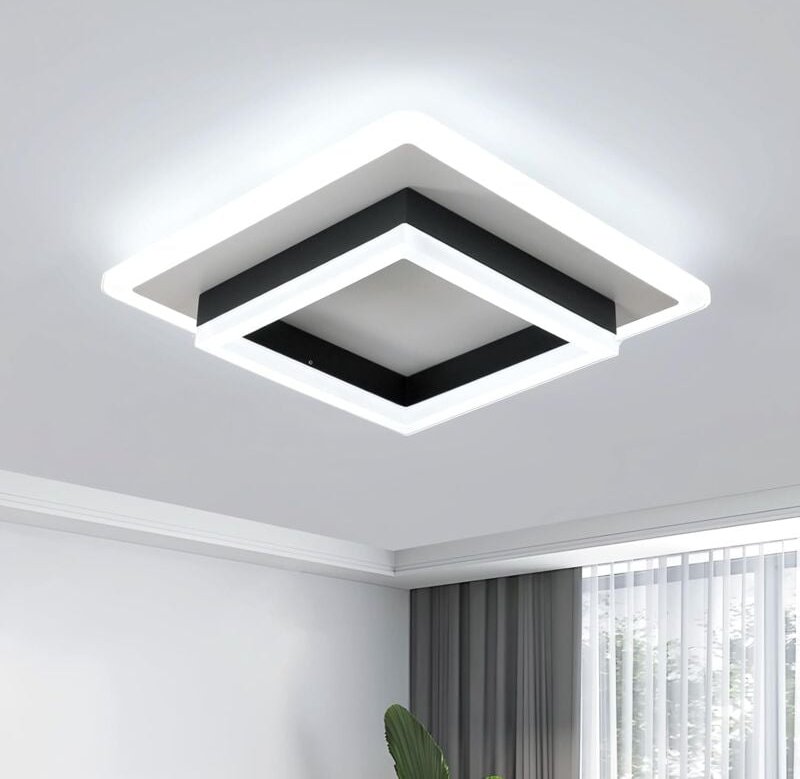 Comely - Moderne LED-Deckenleuchte, 30 w, 3400 lm, schwarze quadratische Deckenlampe, Acryl-LED-Deckenleuchte für Schlaf...