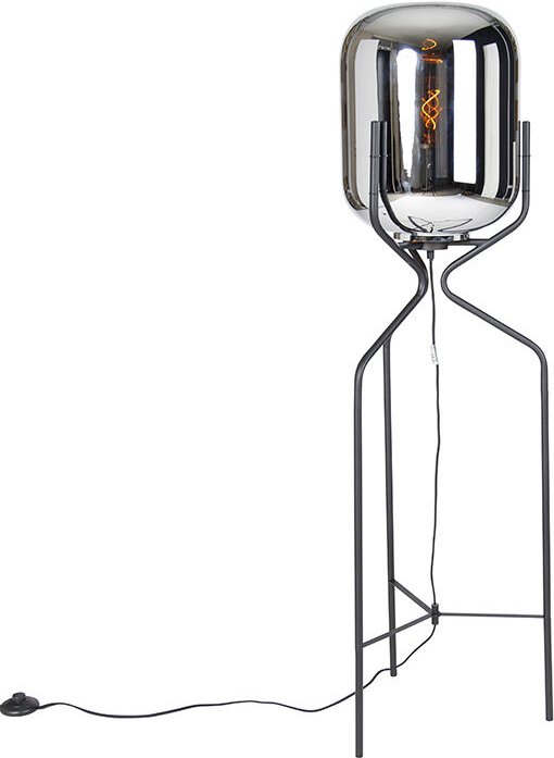 Design Stehlampe schwarz mit Rauchglas - Bliss