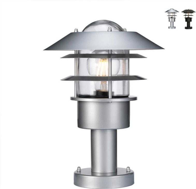 Elstead - Wetterfeste Sockelleuchte helsingor aus Edelstahl, Silber Höhe 30,5cm