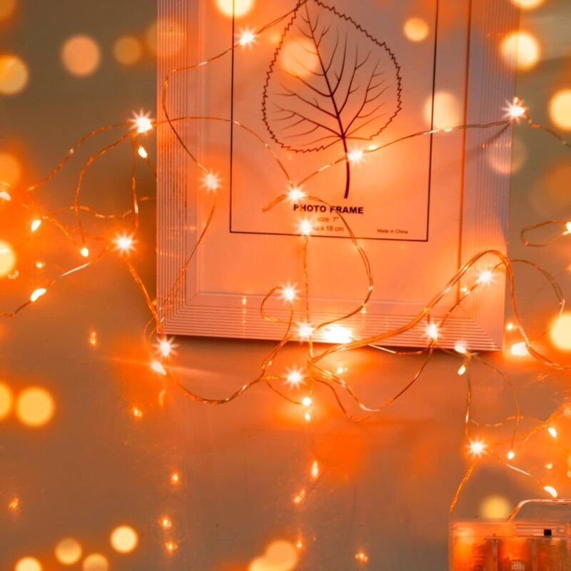 Halloween-Lichterkette, orangefarbene Lichterkette für den Herbst, 3 m (9,8 ft) mit 20 LEDs, batteriebetrieben, für die ...