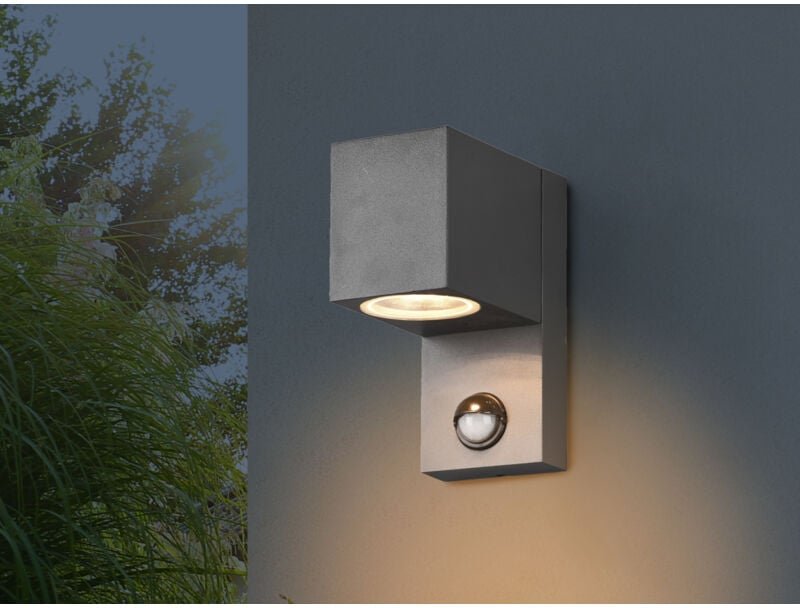 Eckige Außenwandleuchte roya Downlight mit Bewegungsmelder, Anthrazit