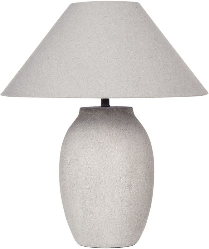 Beliani - Tischlampe Hellgrau Keramik Vasenform 58 cm Stoffschirm Leinen Kegelform Langes Kabel mit Schalter Modern Schl...