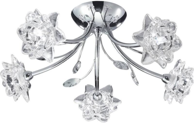 Searchlight Bellis - 5 Light Semi Flush Multi Arm Flower Design Deckenleuchte Chrom und Glas, G9
