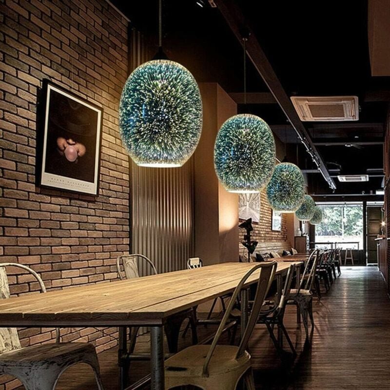 Pendelleuchte, Kreativ 3D Feuerwerk Deckenlampe Modernes Bunte Glas Hängeleuchte E27 220V Kronleuchter Beleuchtung für W...