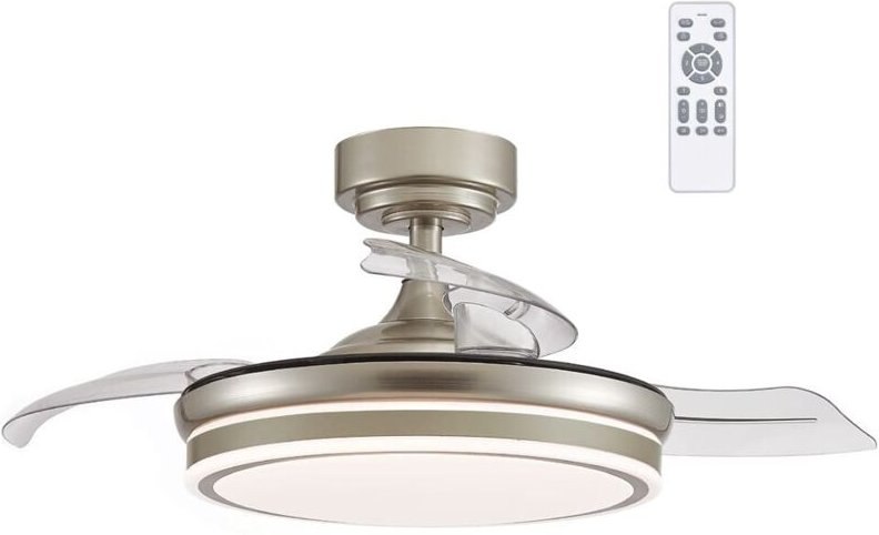 Moss Mini-LED-Ventilator mit klappbaren Flügeln aus Nickel, 46 w, 5520 lm, CCT-Dim