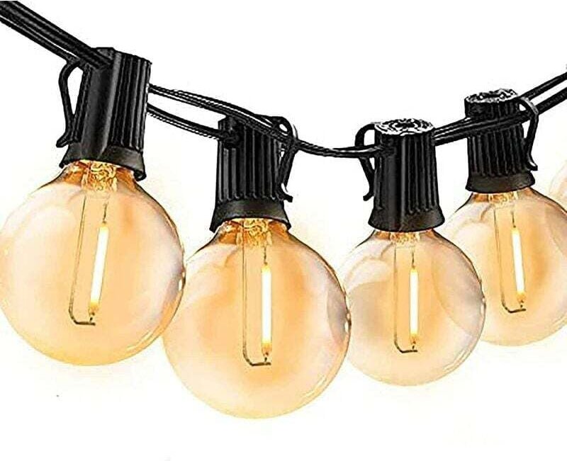 G4015m Lichterkette für den Außenbereich, warmweiße LEDs, 50 E12-Fassungen, wasserdicht, für Partys, Gärten und Terrasse...