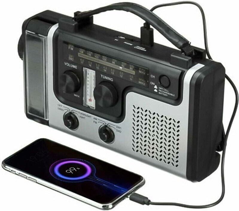 Tragbares Solarradio, Handkurbel-AM/FM/SW1/SW2-Radio mit eigener Stromversorgung, Dynamo-Wetterradio-Notfallgerät mit 4-...
