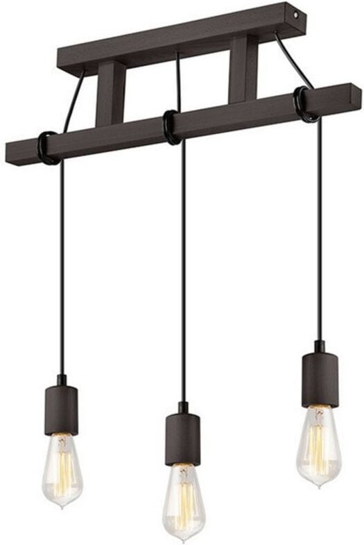 Lamkur Lighting - Lamkur Leon Industrial Stab-Pendel-Deckenleuchte Wenge, 3x E27