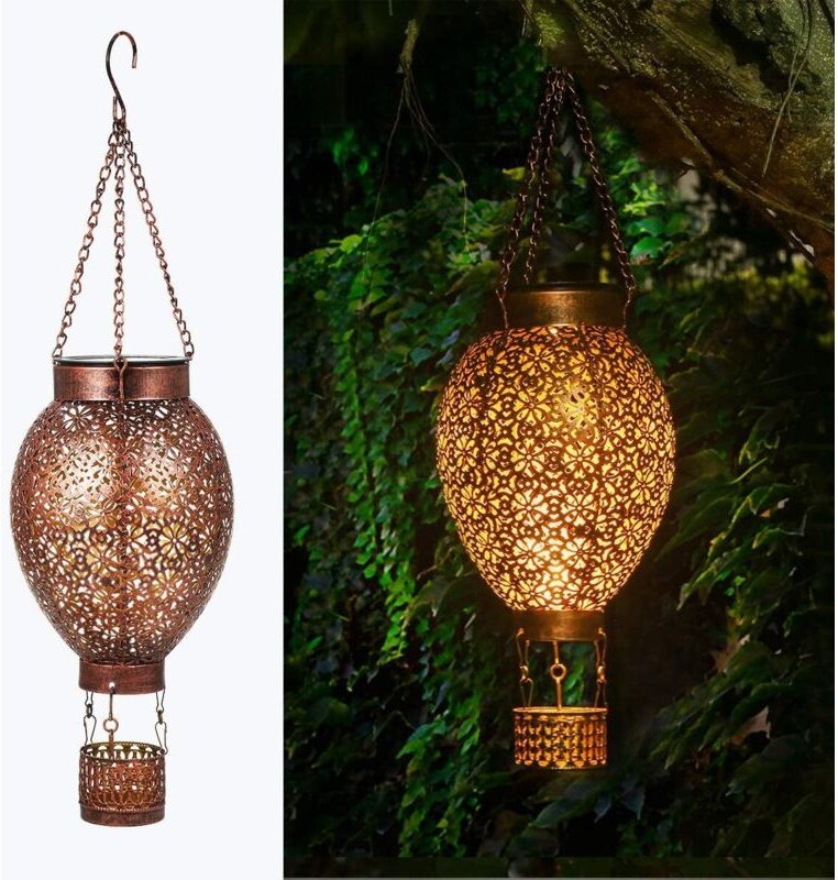 Solarlaterne für Außen, LED Metall Solar Laterne für Draußen Hängend mit IP65 Wasserdicht, Gartendeko Solar Laterne Auss...