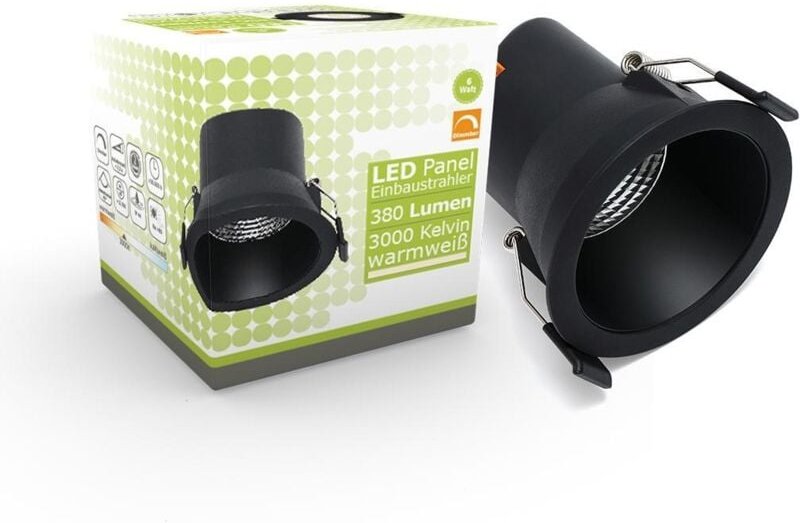 LED Einbaustrahler 6W Ø81mm 40° dimmbar - Lichtfarbe: Warmweiß 3000K - Farbe: Schwarz