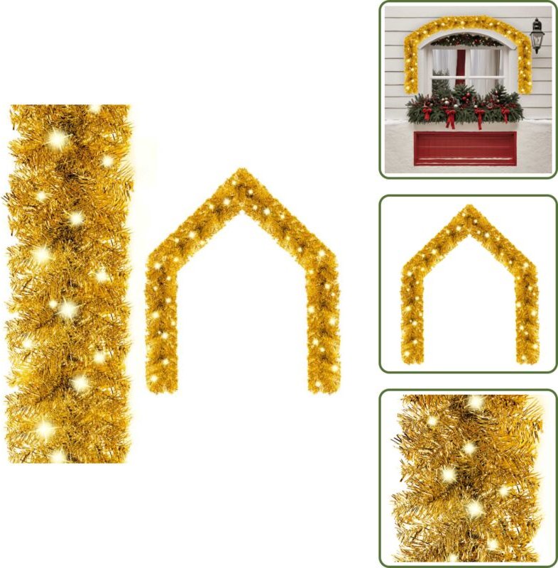 Weihnachtsgirlande mit led 10 m Golden - Weihnachtsdeko - Lichterkette - LED-Lichterkette - Goldene Beleuchtung - Christ...