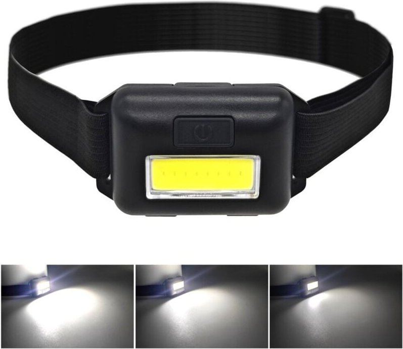 Mini-Stirnlampe - COB 3xAAA, 3 Betriebsmodi