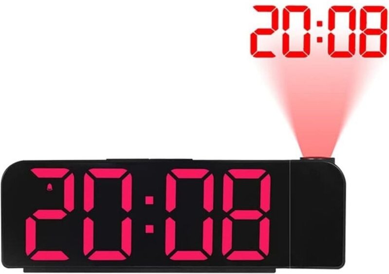 180 ° Rotationsprojektionswecker 12/24h LED-Digitaluhr USB-Lade-Deckenprojektorwecker