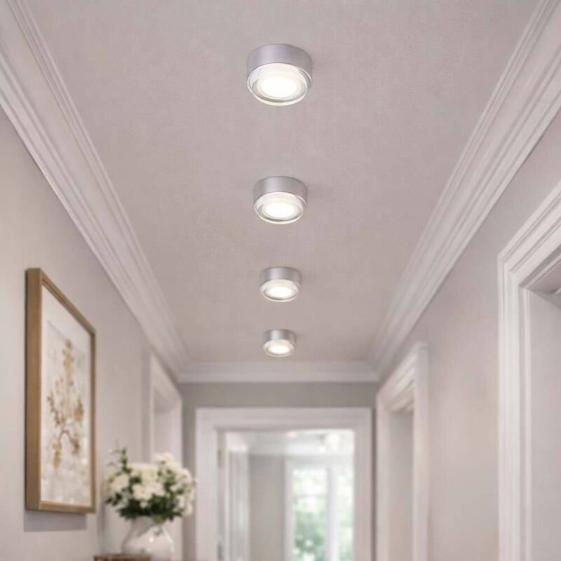 Etc-shop - 4er Set led Decken Lampen Wohn Ess Zimmer Beleuchtung Spot Strahler Aufbau Leuchten silber