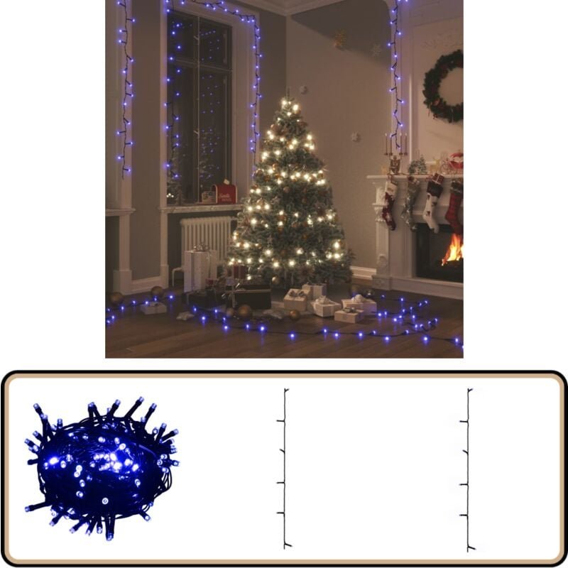 Lichterkette mit 400 LEDs Blau 40 m 8 Lichteffekte - Weihnachtsdeko - LED-Lichtring - Lichterkette Blau - Outdoor Beleuc...