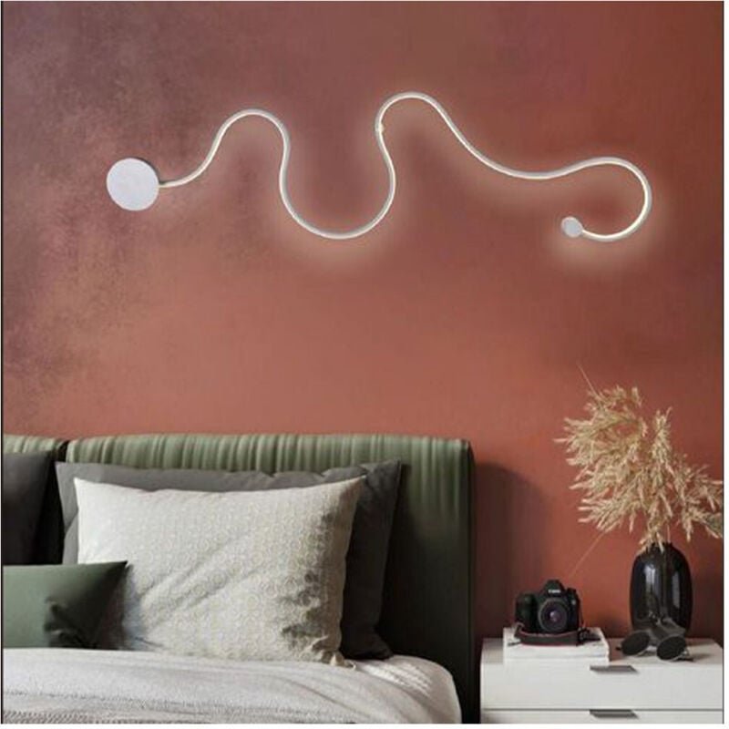 Thumbnail - Trade Shop - APPLIQUE DA MURO LED 28W DESIGN A SERPENTE BIANCO TONALITÀ LUCE 3IN1 2240LM E69-B3C -