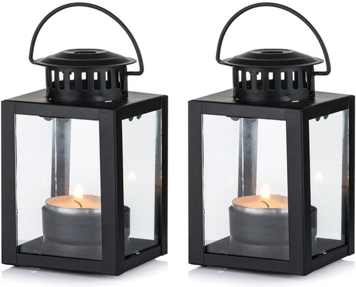 2 Stück kleine Hängelaternen im Vintage-Stil für Teelichter