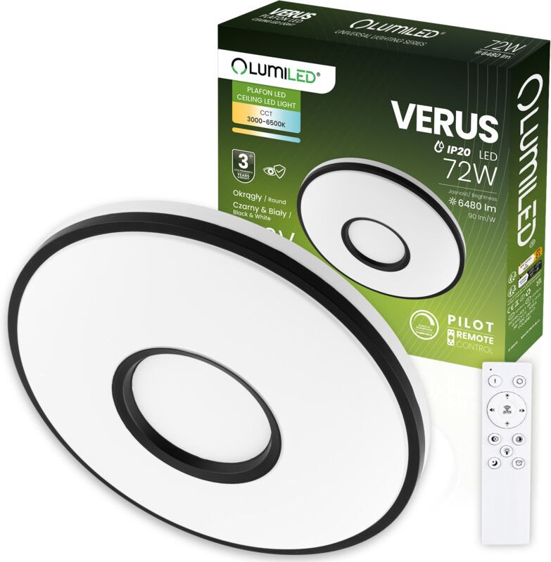LED-Deckenleuchte VERUS 72W CCT Weiß Rund 50cm + LUMILED Fernbedienung