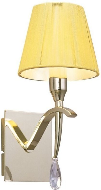 Inspired Mantra - Siena PB - Wandleuchte geschaltet 1 Licht E14, poliertes Messing mit Amber Cream Shade und klarem Kris...