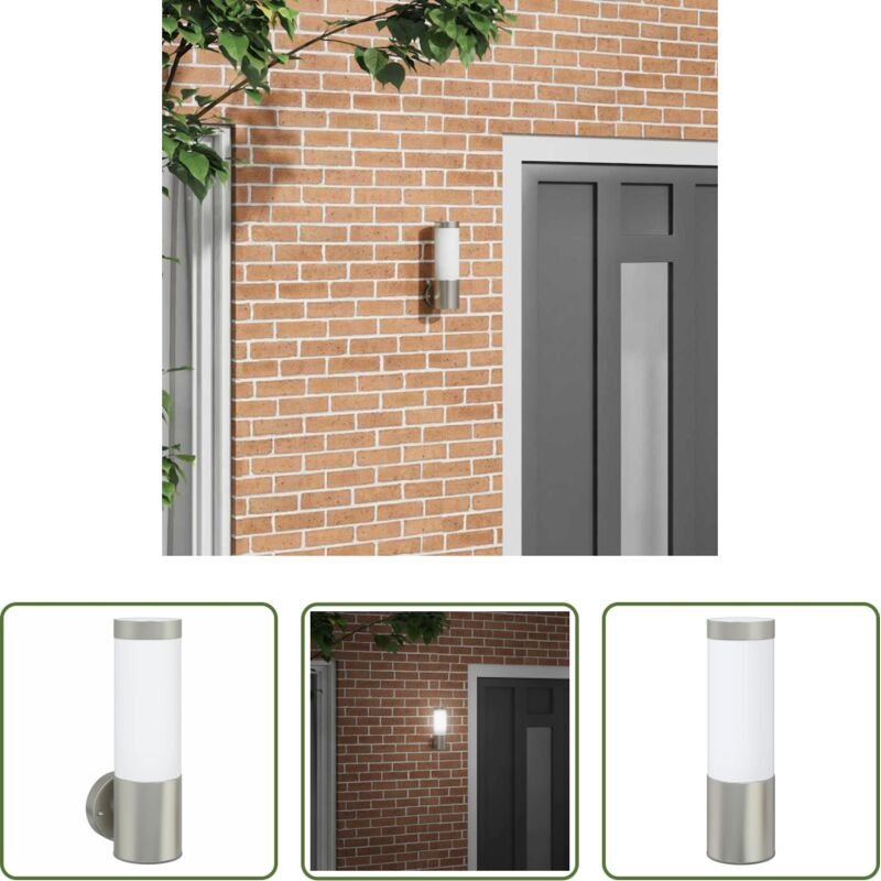 vidaXL Außenbeleuchtung - Außenwandleuchte Silber 12 x 8,5 x 27 cm Edelstahl und Plastik