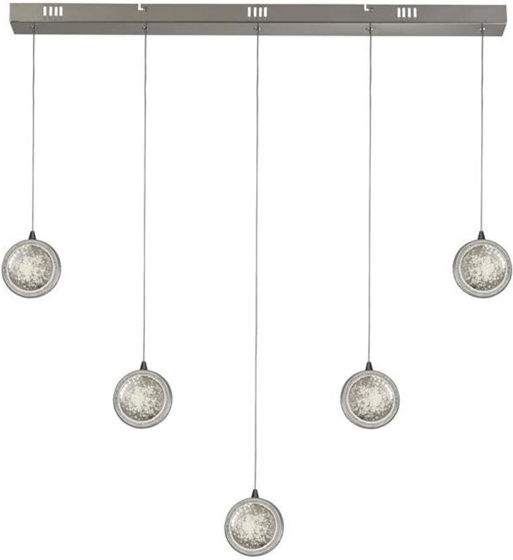 Quartz 5 Lichtbalken-Anhänger, Blasenglas, detaillierter Rand 4000K - Searchlight