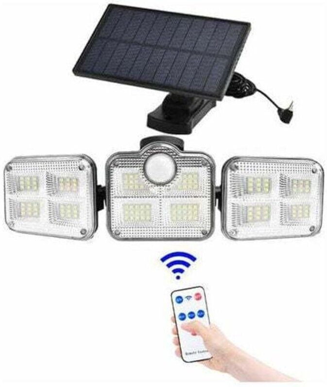 Solarleuchten für den Außenbereich mit Bewegungsmelder, 122 LEDs, IP65, wasserdichte Sicherheitsleuchten mit 3 Köpfen, S...