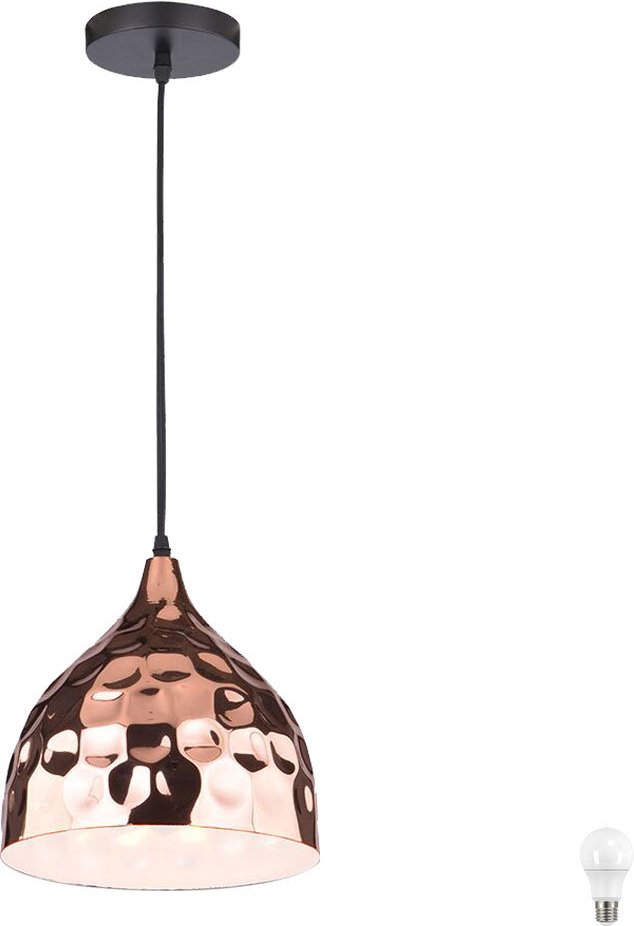 Vintage Hänge Lampe Pendel Wohnraum Decken Fluter Hammerschlag Optik Strahler rose-gold im Set inkl. led Leuchtmittel