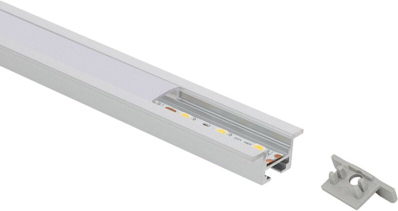 Aluminiumprofil Einbau mit Clips und durchgehender Abdeckung für LED Streifen bis 12 mm mit durchgehender Abdeckung Alum...
