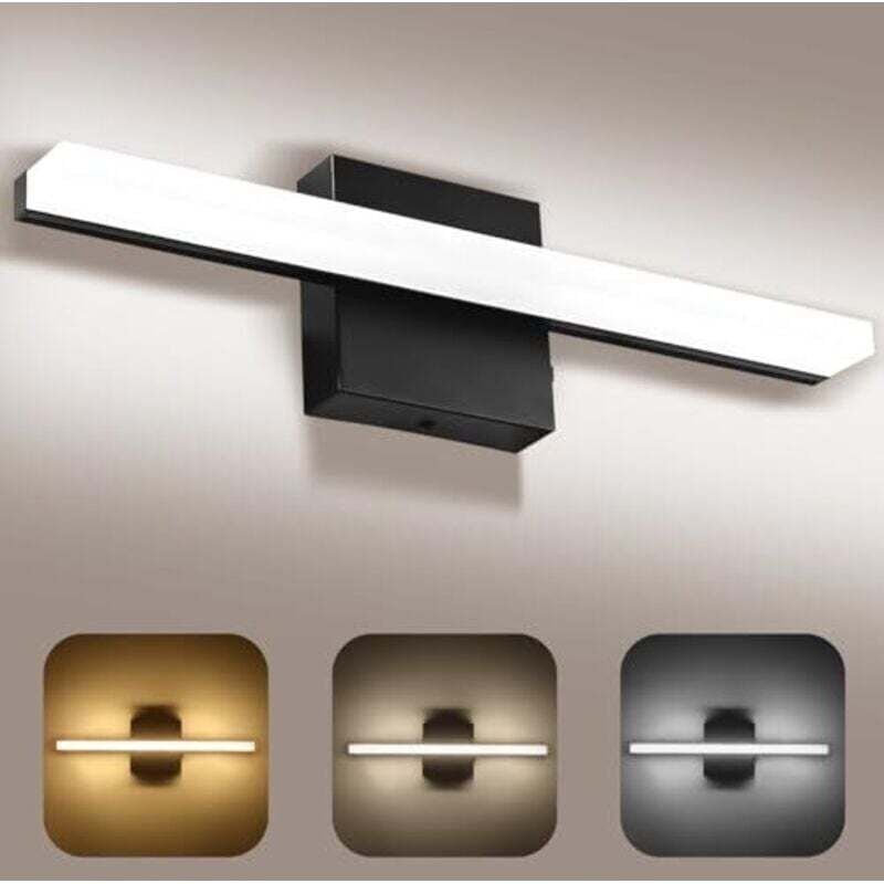 Badezimmerspiegelleuchte 40 cm, LED 3000–6000 K mit Temperaturschalter, moderne Wandleuchte mit Acryl-Lampenschirm, lang...