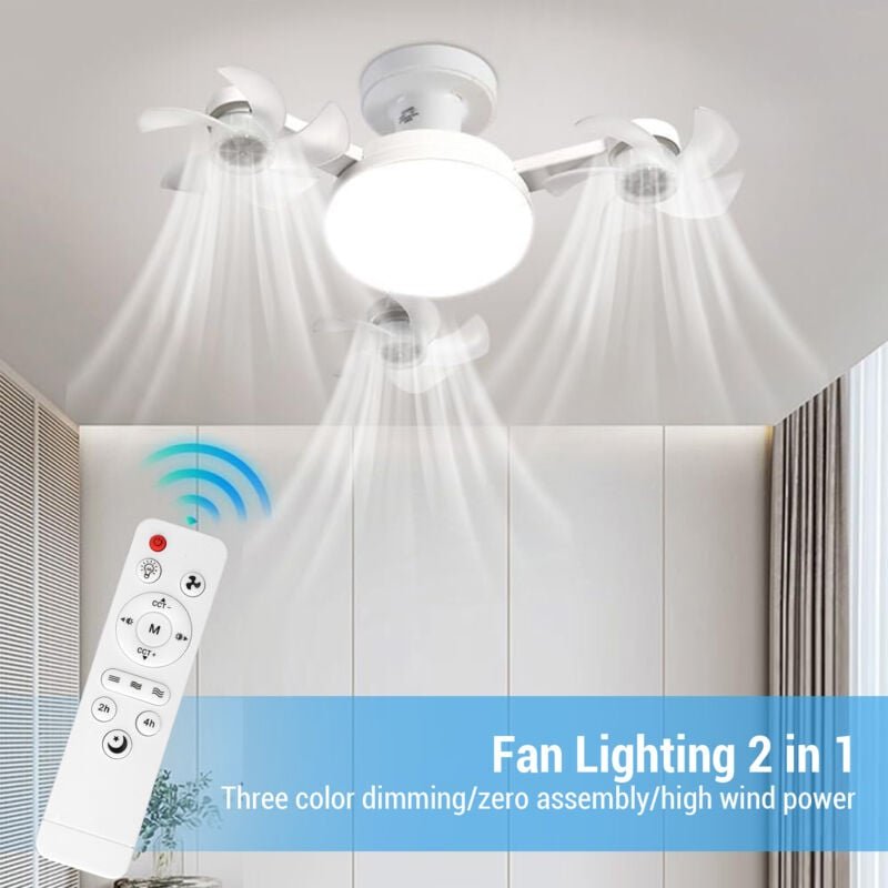 Thumbnail - Zoternen - Deckenventilator mit Licht und Fernbedienung, Dimmbarer LED-Deckenventilator mit E27-Fassung, Deckenventilato...