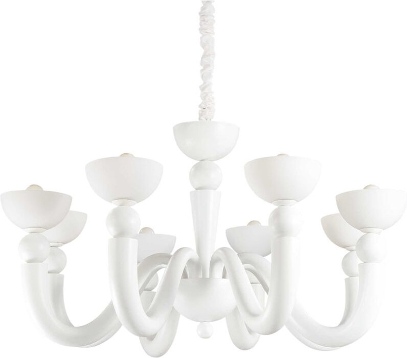 Ideal Lux Bon Bon - 8 Leichter mehrarmiger Kronleuchter in Weiß, E14